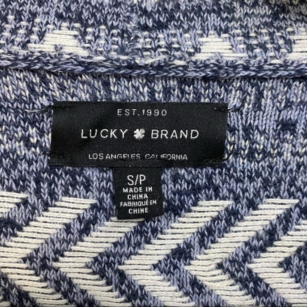 Lucky Brand Open Front Cardigan Blue Aztec Boho - Picture 4 of 7